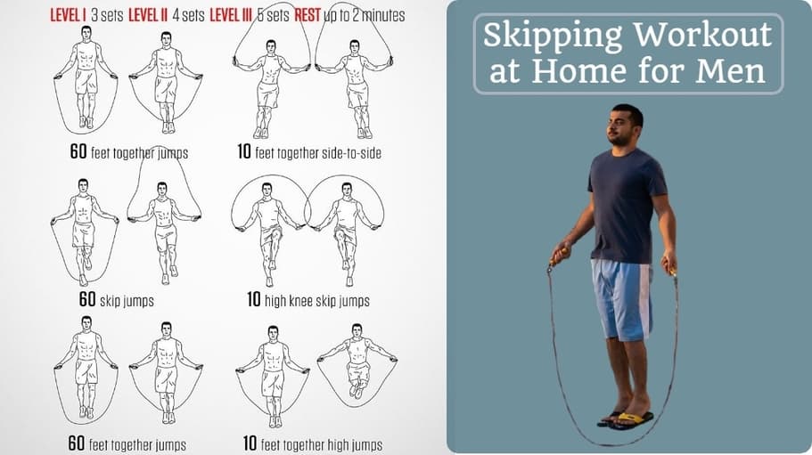 Skipping workout at home for men