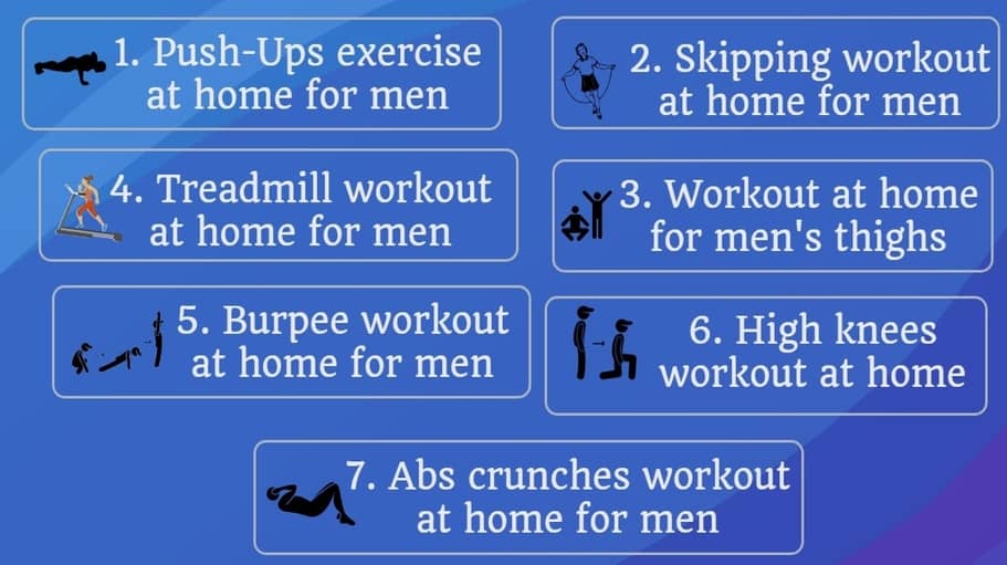 list of 7 best workout at home for men - infograph